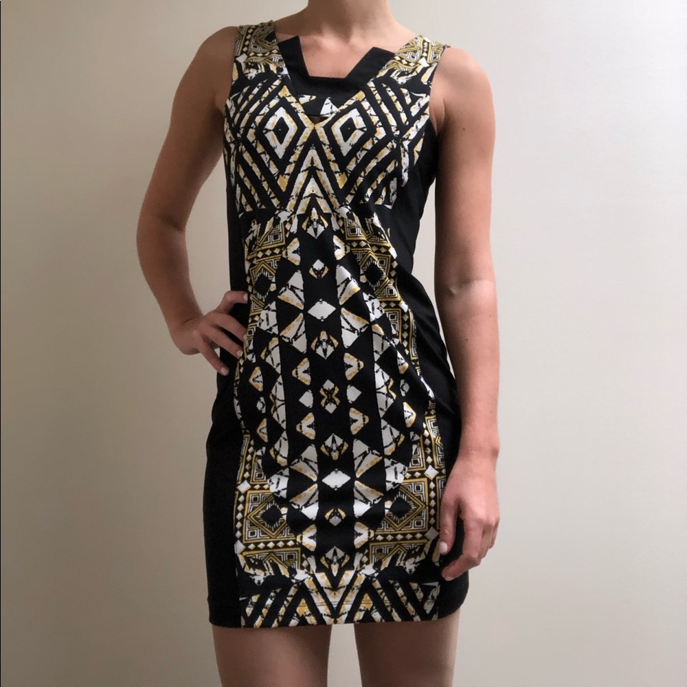 BCBG Geometric Dress with Back Detail